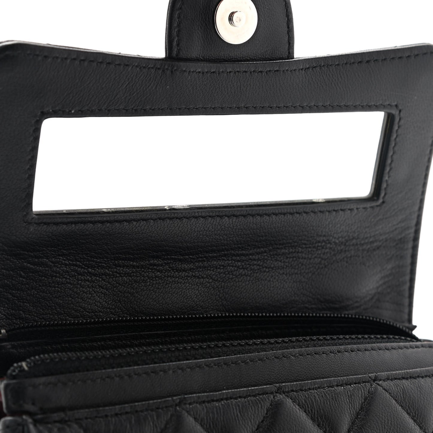 Lambskin Quilted Flap Cosmetic Case Black