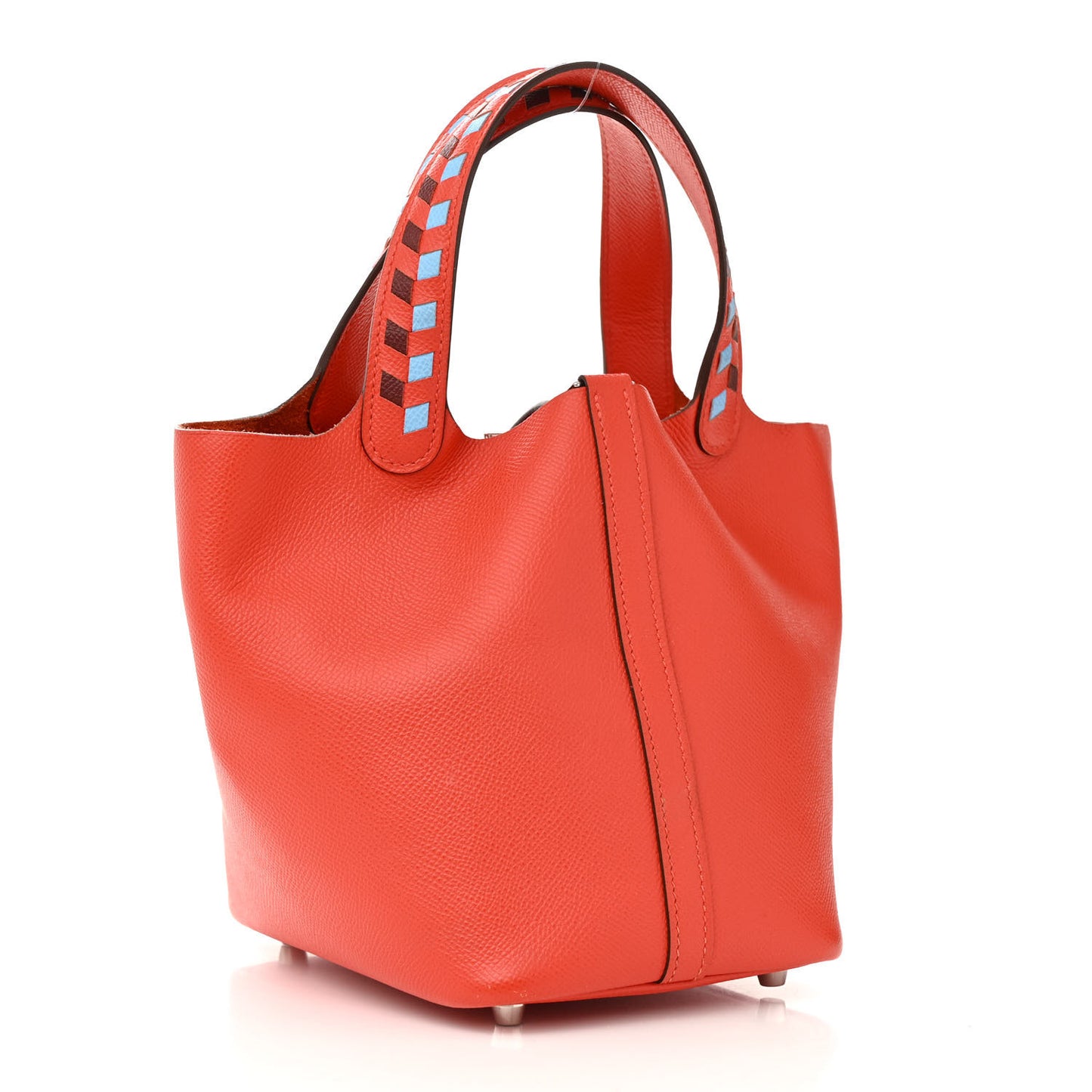 Epsom Tressage De Cuir Picotin Lock 18 PM Capucine Celeste Rouge H