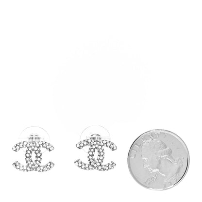 Chanel Crystal CC Treasure Chest Earrings Silver 2 of 4