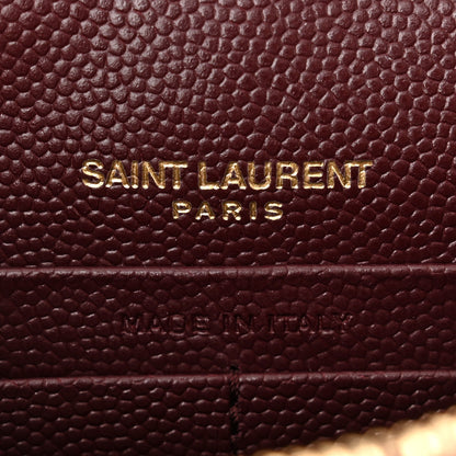 Saint Laurent Grain De Poudre Matelasse Chevron Monogram Envelope Chain Wallet Rouge Legion 6 of 12