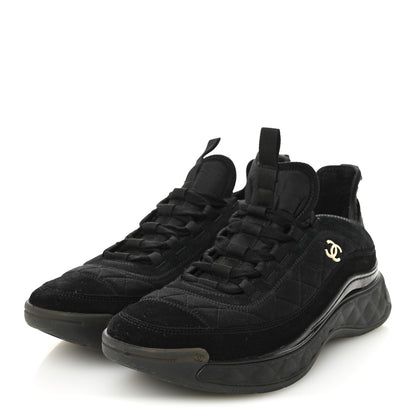 Chanel Suede Calfskin Mixed Fibers CC Sneakers 40.5 Black 3 of 9