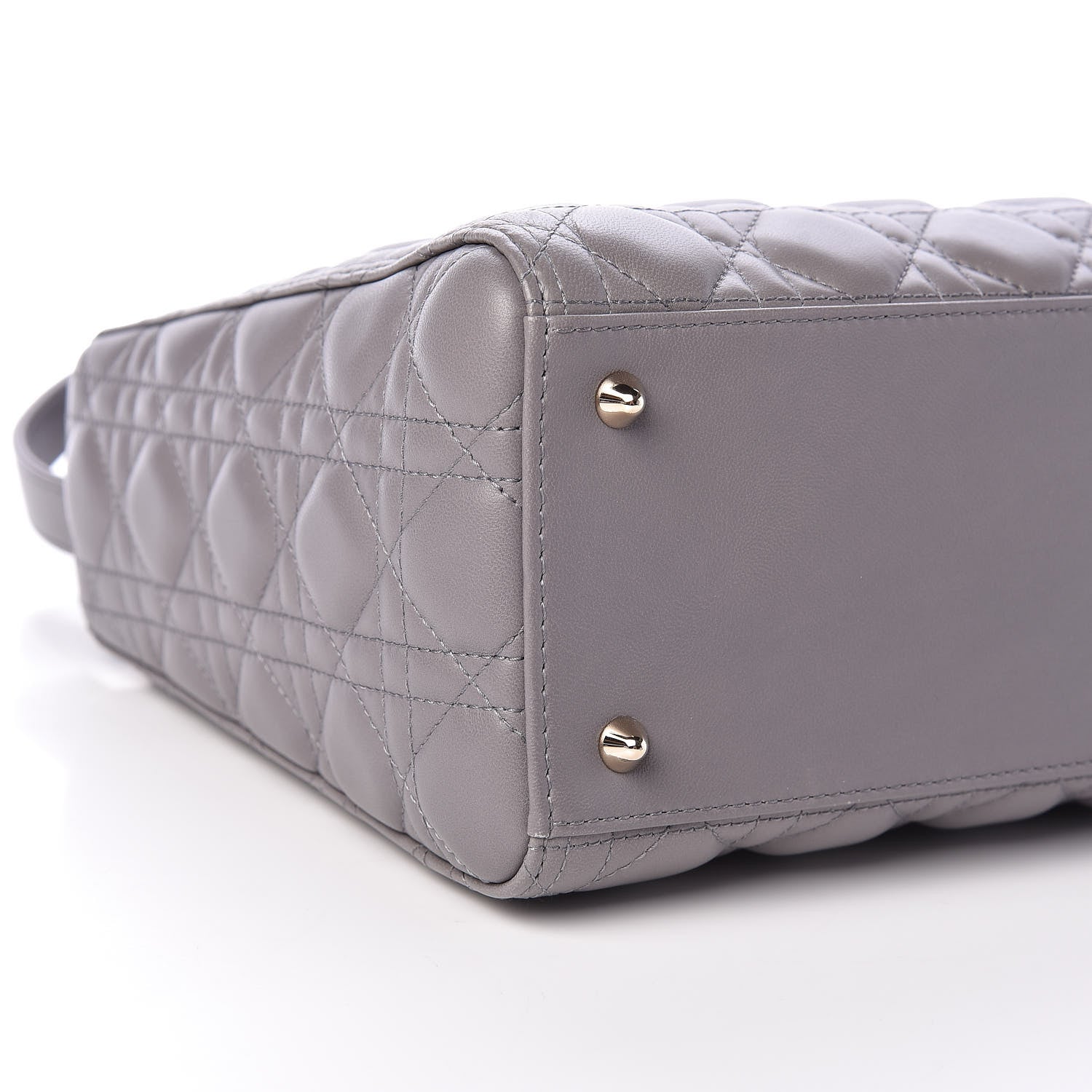 Christian Dior Lambskin Cannage Medium Lady Dior Grey 9 of 15