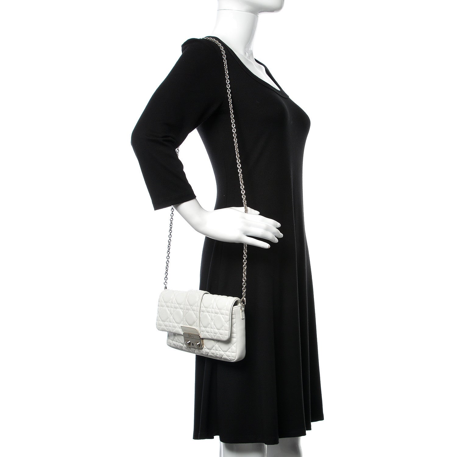 Christian Dior Lambskin Cannage New Lock Pouch White 2 of 11