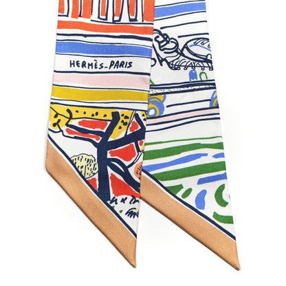 Hermes Silk Rayures D'ete Twilly Vert Bleu Multicolor 2 of 4