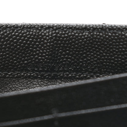 Saint Laurent Grain De Poudre Matelasse Chevron Monogram Flap Wallet Black 8 of 9