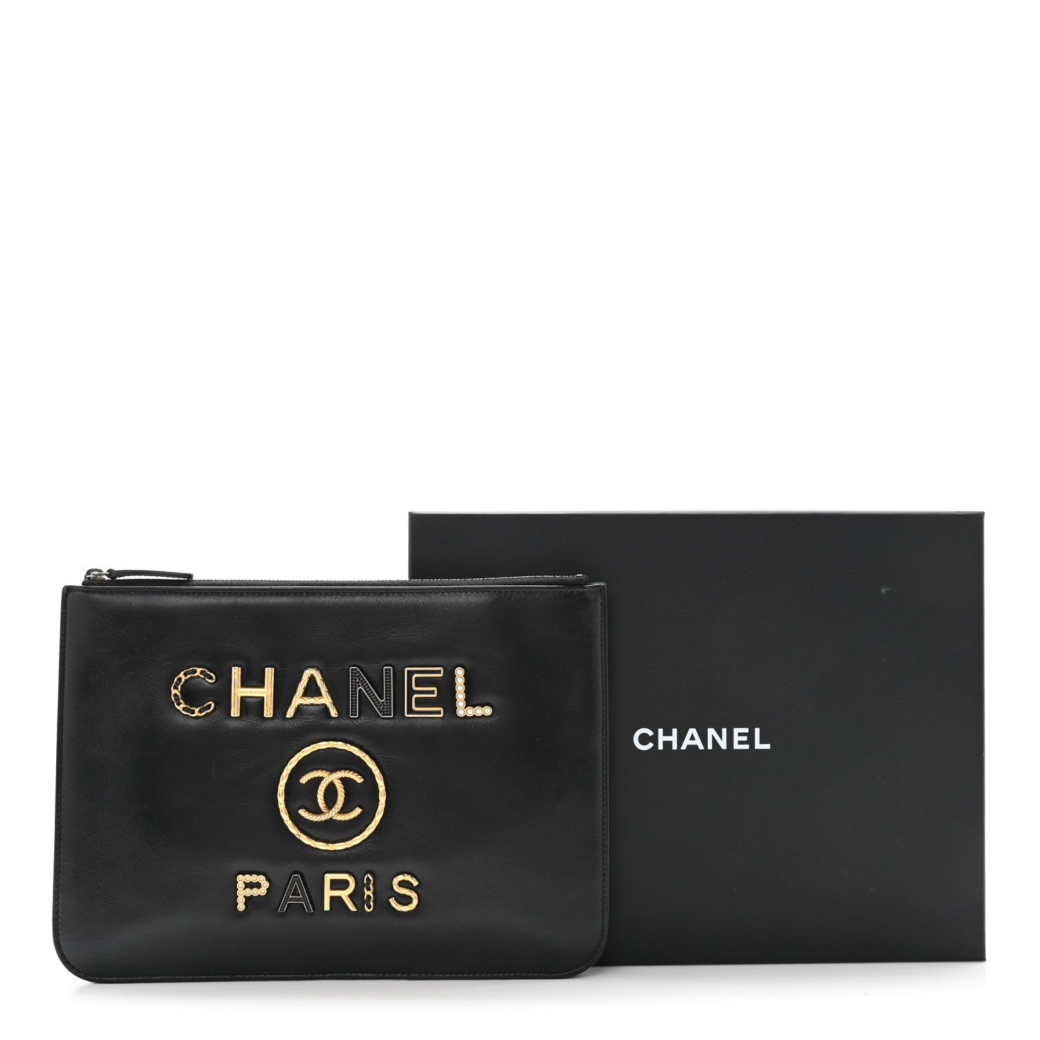 Chanel Aged Calfskin Medium Charms Deauville Pouch Black 8 of 8