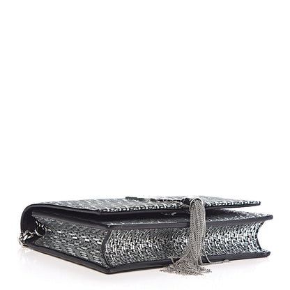 Saint Laurent Metallic Calfskin Classic Monogram Kate Tassel Chain Wallet Black Argento 4 of 9