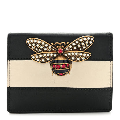 Gucci Calfskin Queen Margaret Card Case Wallet Black Mystic White 1 of 11