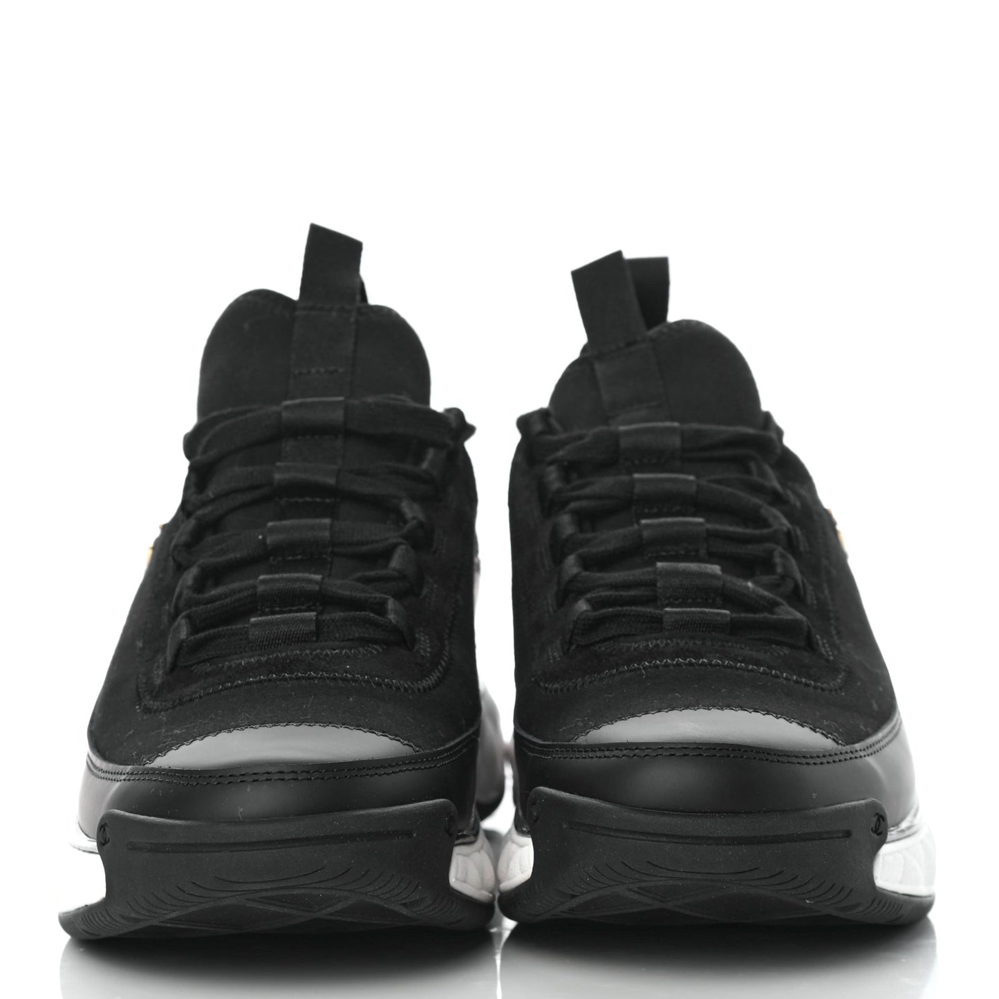 Velvet Calfskin Mixed Fibers CC Sneakers 40.5 Black
