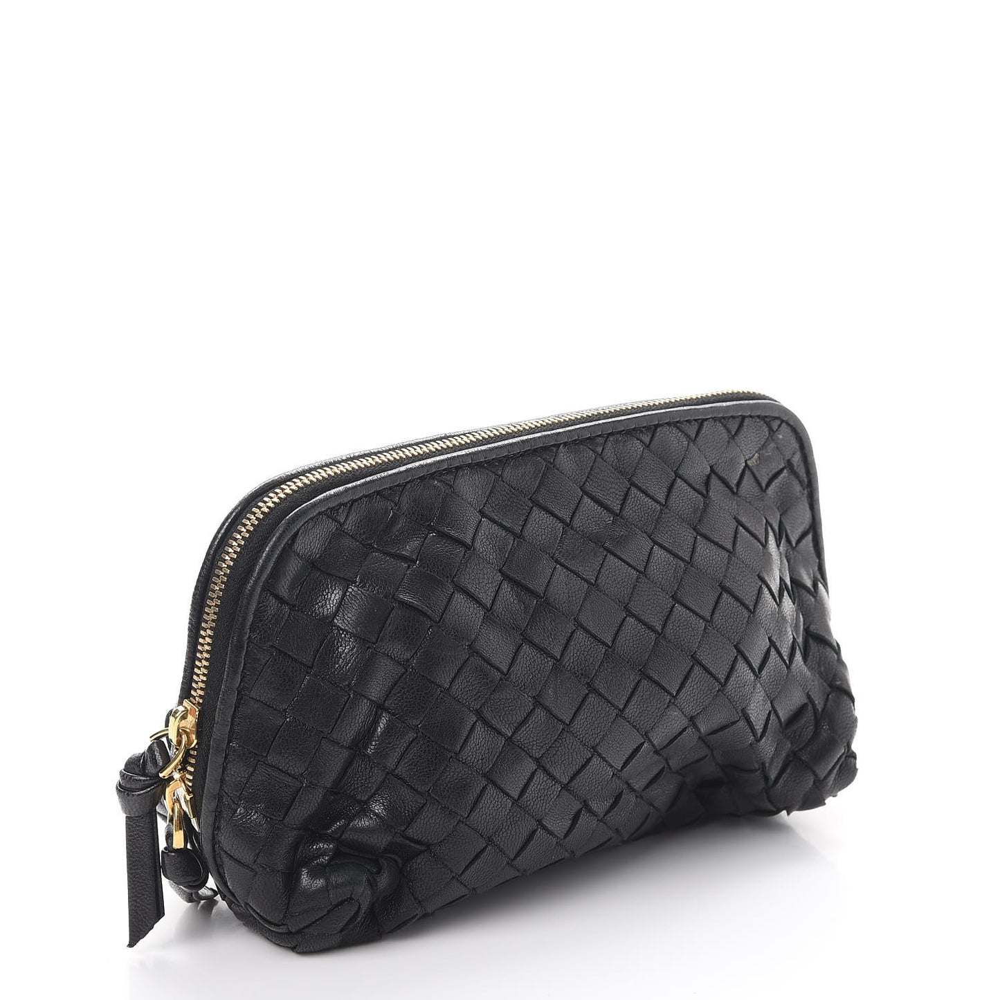 Nappa Intrecciato Medium Cosmetic Pouch Bag Black
