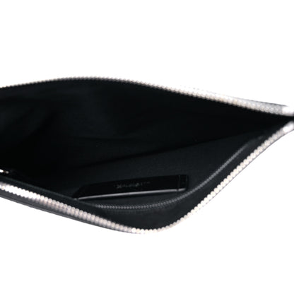 Versace Coated Canvas Calfskin Mens La Greca Zip Pouch Black Blue Purple 5 of 8