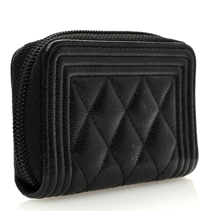 Chanel Caviar Quilted Boy Zip Around Coin Purse Wallet Black 3 of 8