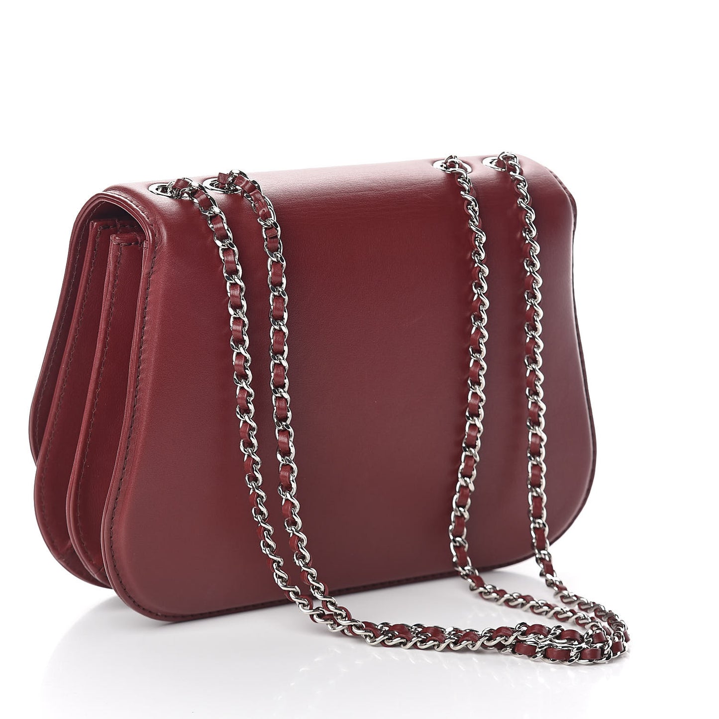 Calfskin Braided Medium Chic Flap Burgundy