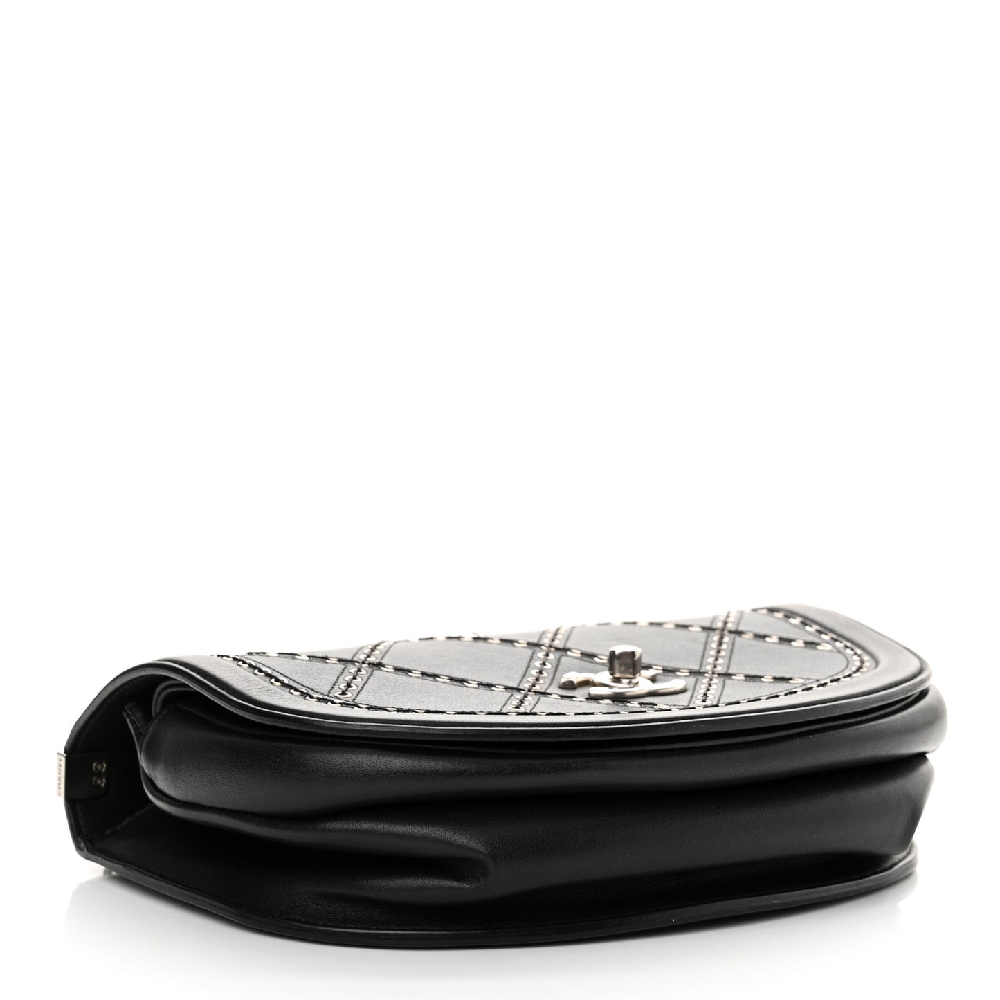 Calfskin Coco Eyelets Small Flap Bag Black