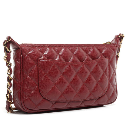 Chanel Caviar Quilted Pochette Red 3 of 7