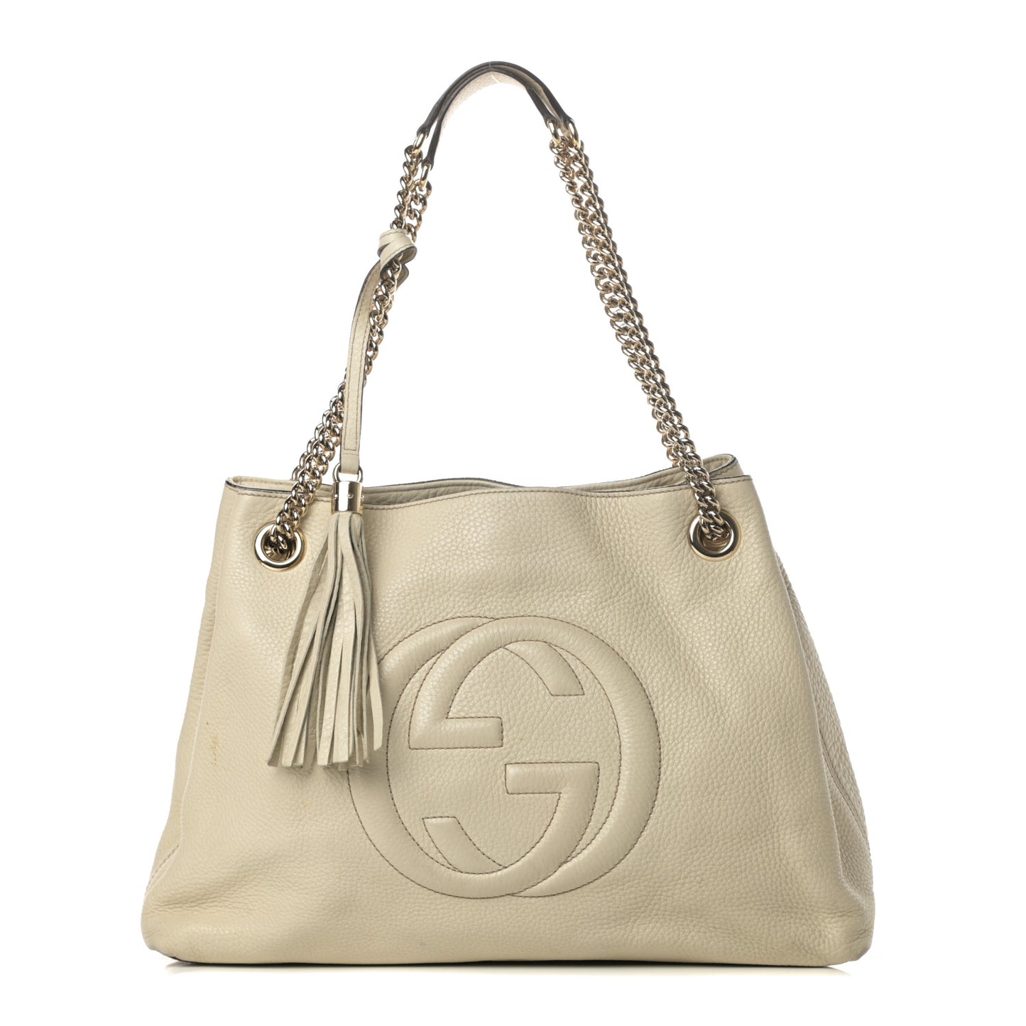 Pebbled Calfskin Medium Soho Chain Shoulder Bag Off White