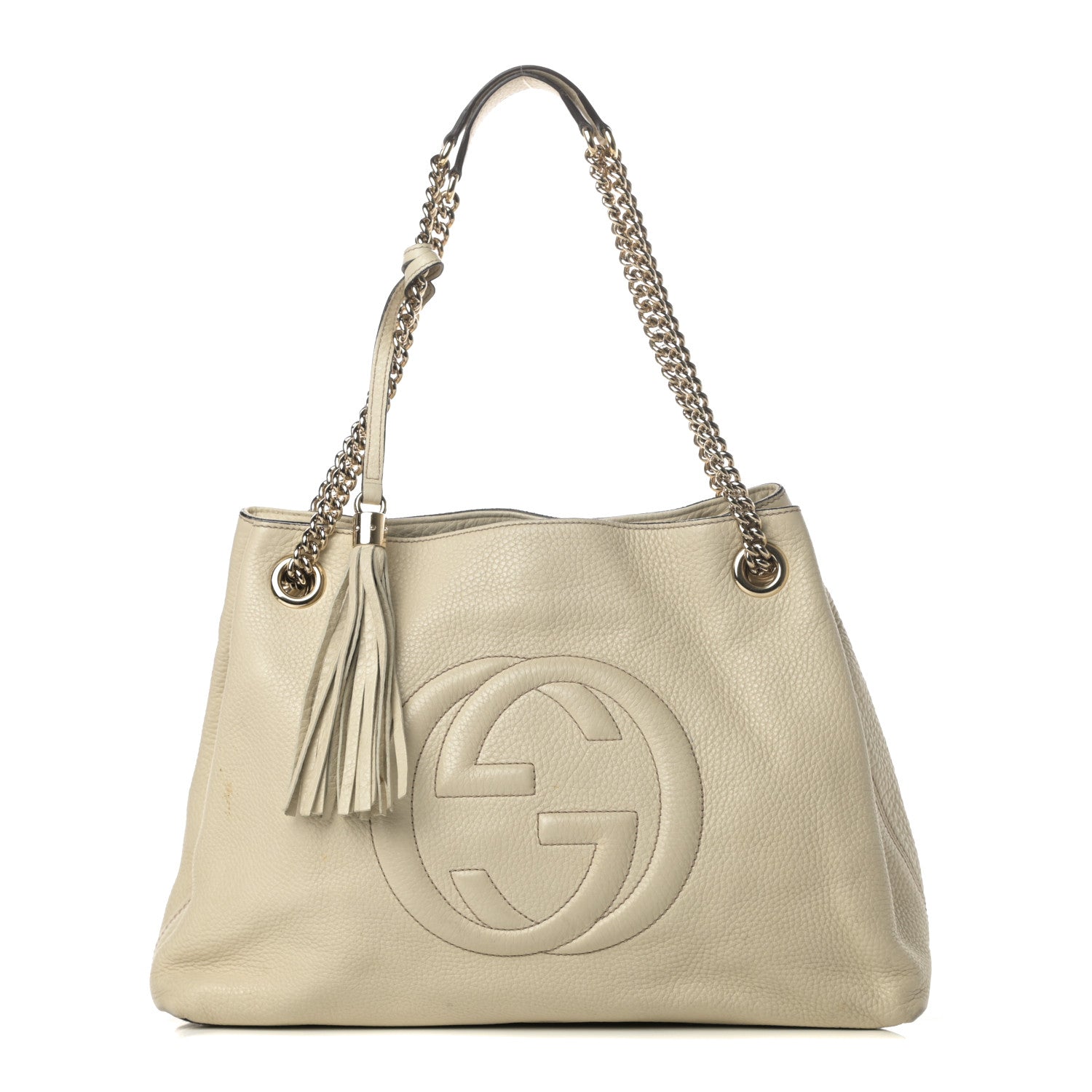 Gucci Pebbled Calfskin Medium Soho Chain Shoulder Bag Off White 1 of 19