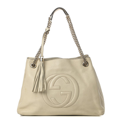 Gucci Pebbled Calfskin Medium Soho Chain Shoulder Bag Off White 1 of 19