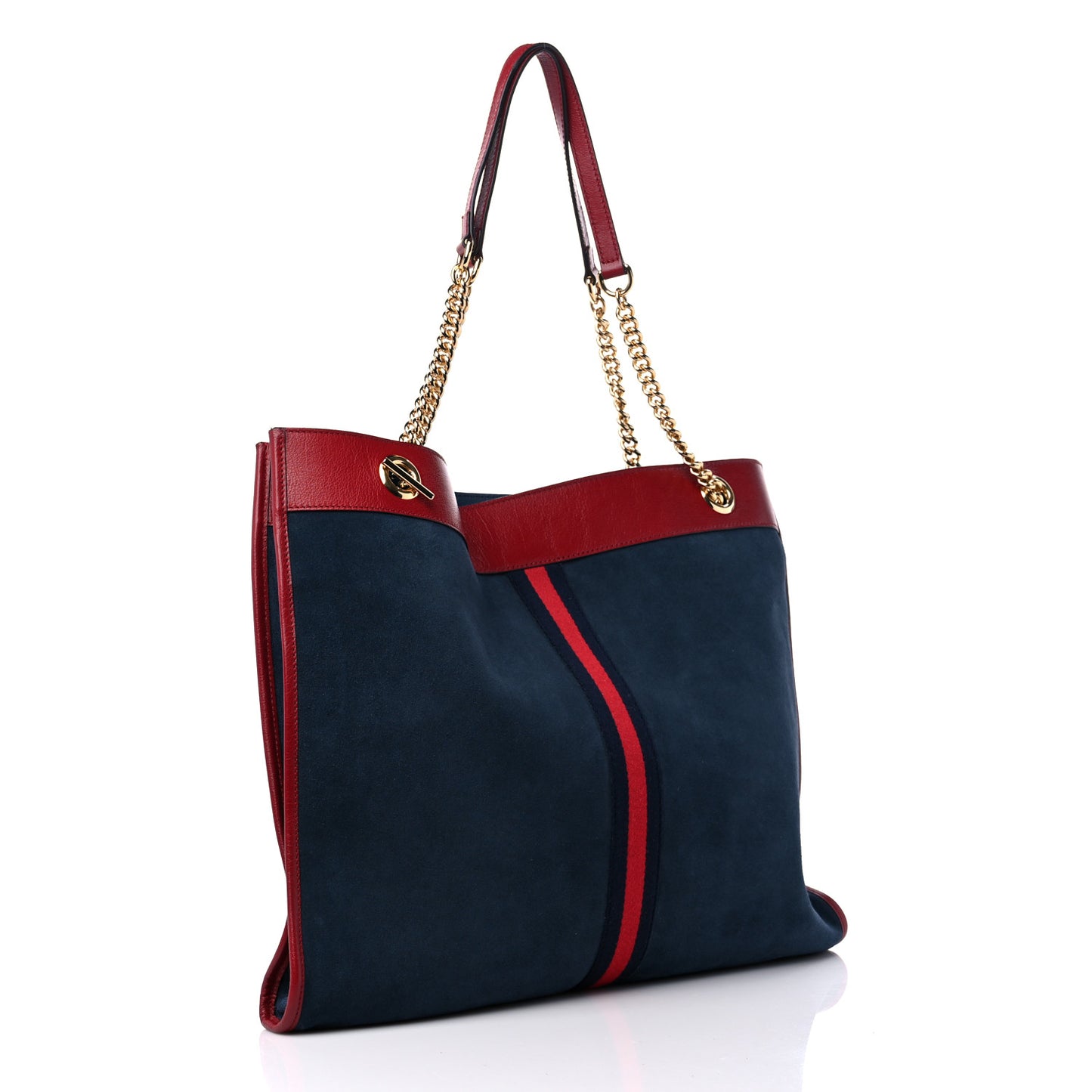 Suede Calfskin Large Rajah Chain Tote New Blue Romantic Cherry