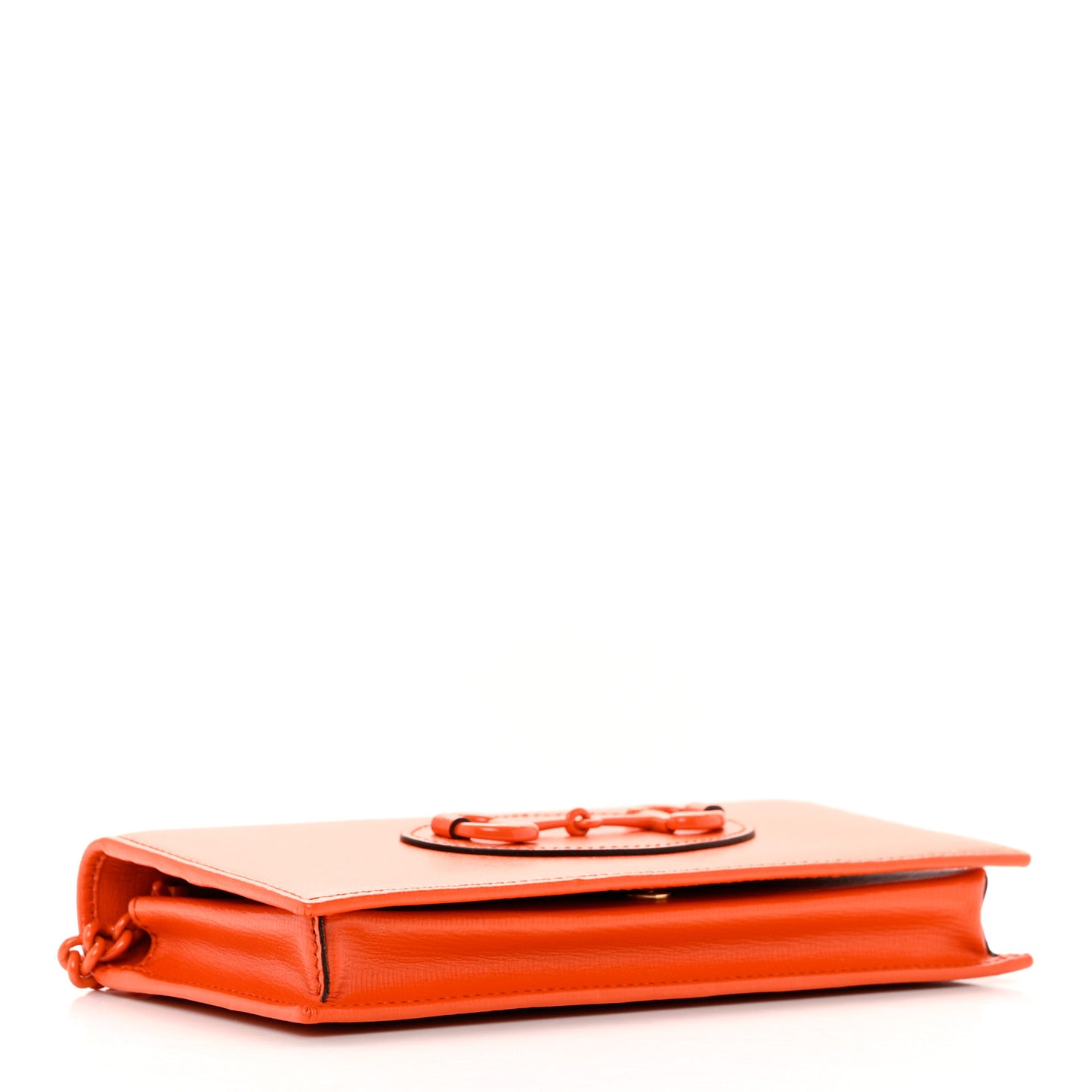 Azalea Calfskin Enamel Horsebit 1955 Wallet On Chain Deep Orange