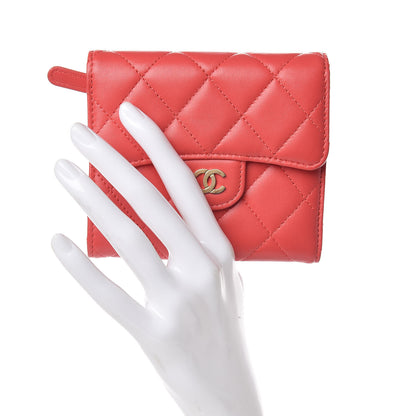 Chanel Lambskin Quilted Small Compact Wallet Red 2 of 10