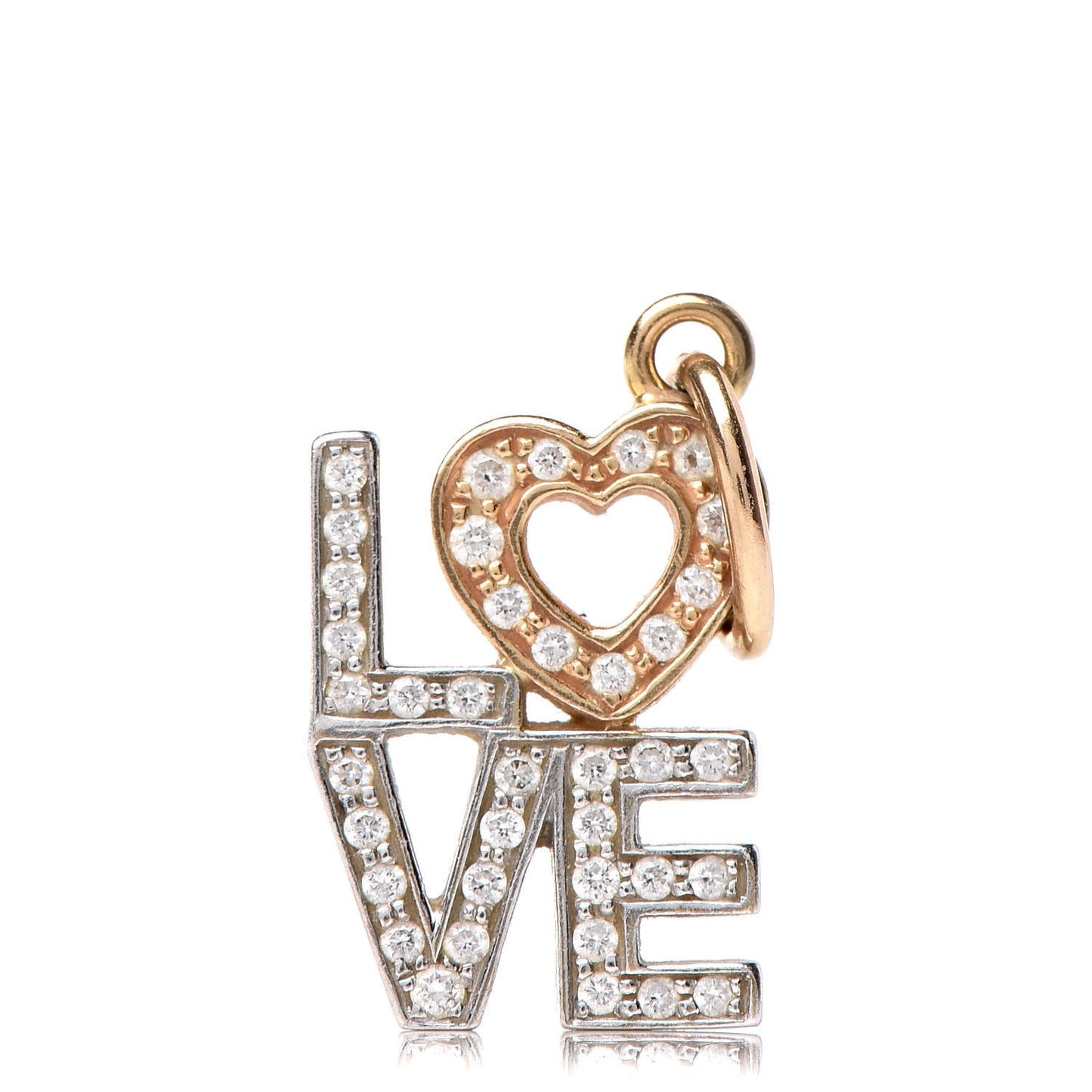 18K Rose White Gold Diamond Love Charm