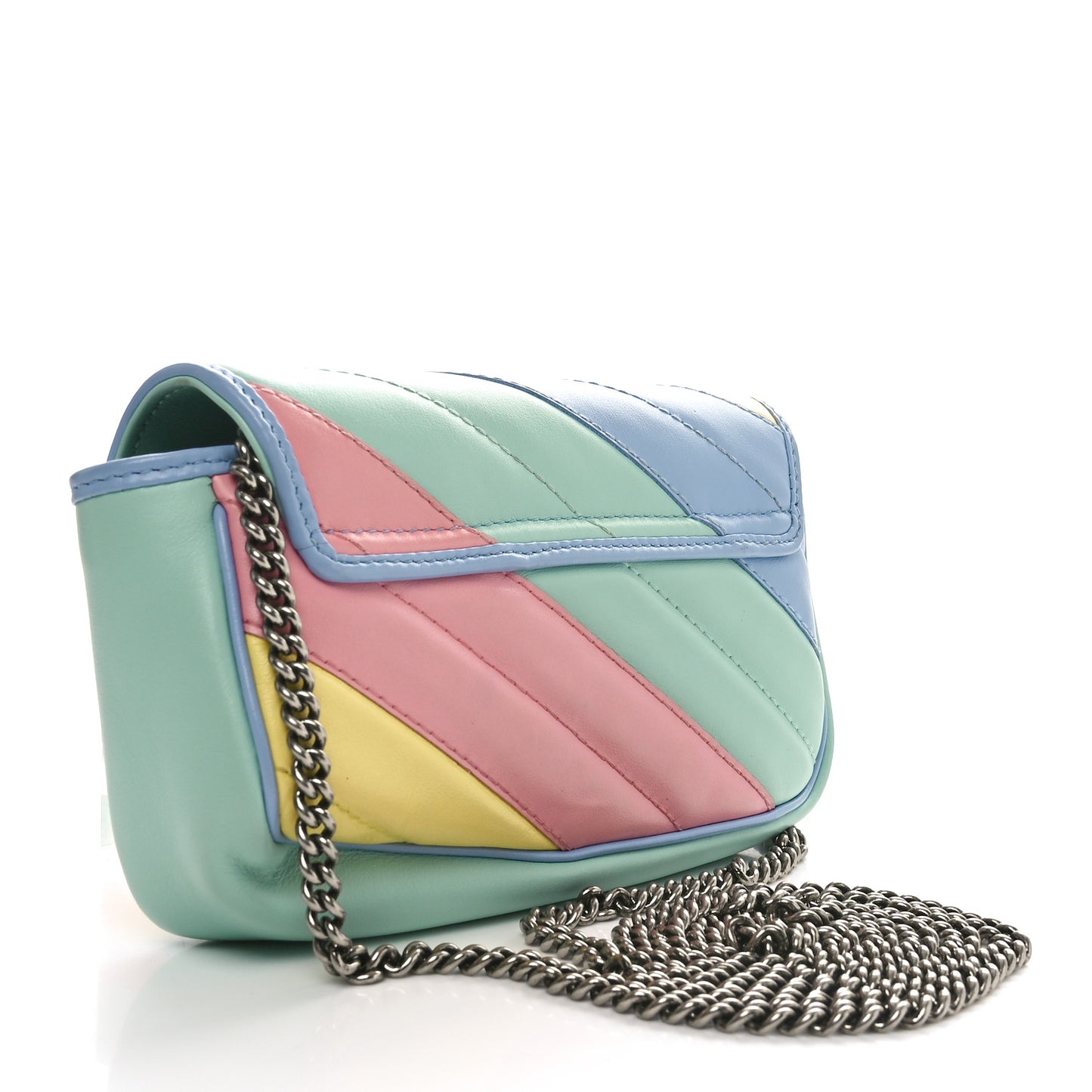 Calfskin Matelasse Diagonal Super Mini GG Marmont Shoulder Bag Multicolor Pastel