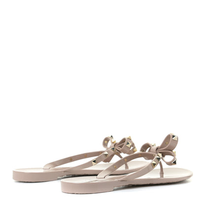 Valentino Garavani PVC Jelly Rockstud Bow Thong Sandals 38 Poudre 3 of 13
