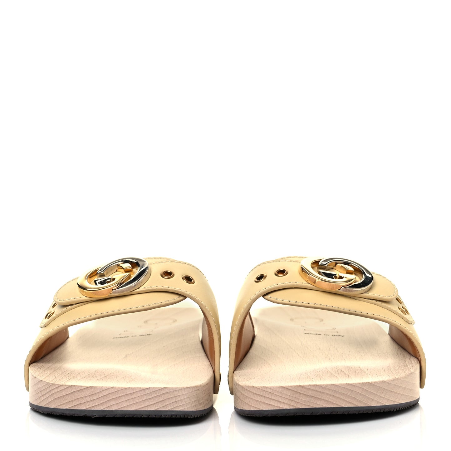Calfskin Interlocking G Mens Slide Sandals 10 Burro
