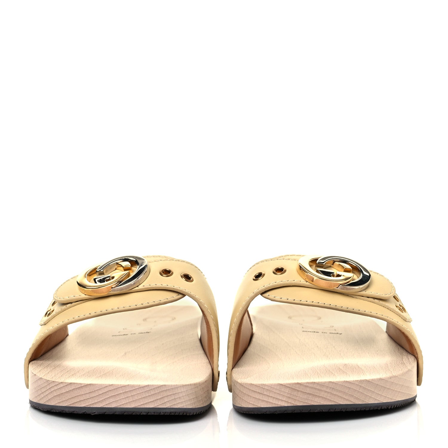Gucci Calfskin Interlocking G Mens Slide Sandals 10 Burro 2 of 11