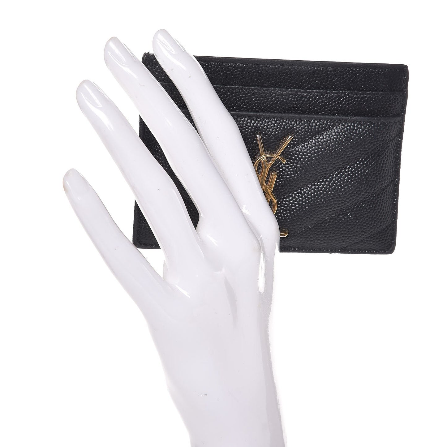 Grain De Poudre Matelasse Chevron Monogram Credit Card Case Black