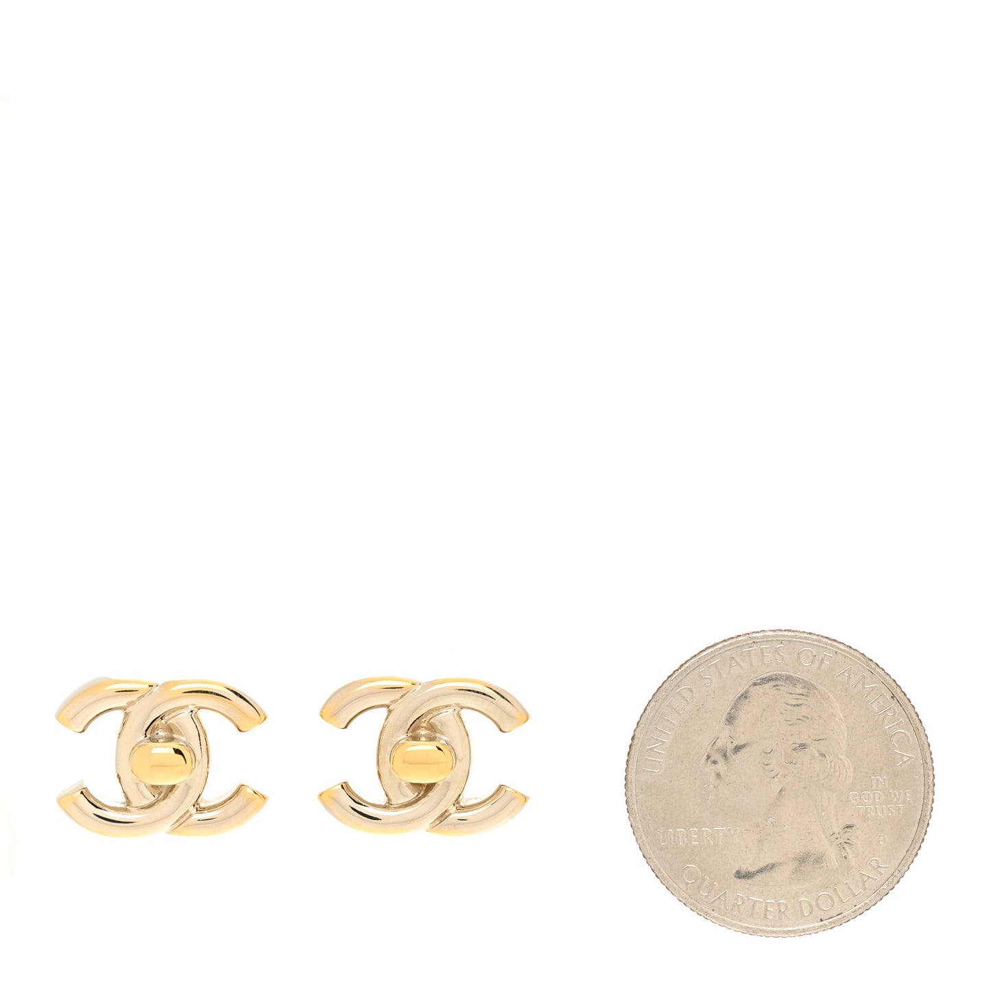 Metal CC Turnlock Earrings Gold