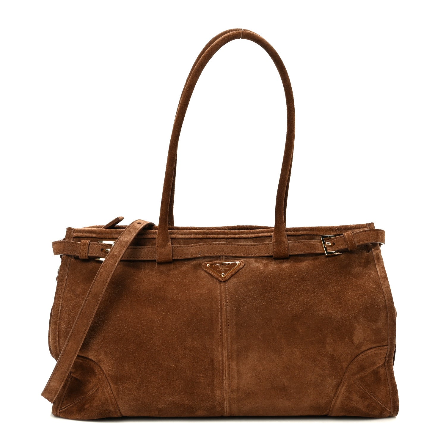 Prada Suede Large Bonnie Shoulder Bag Cocoa Brown 1 of 9