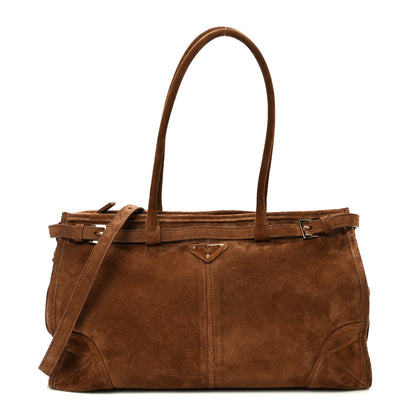 Prada Suede Large Bonnie Shoulder Bag Cocoa Brown 1 of 9