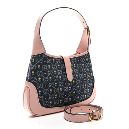 Gucci New Denim GG Monogram Calfskin Love Parade Small Jackie 1961 Hobo Light Pink 3 of 10
