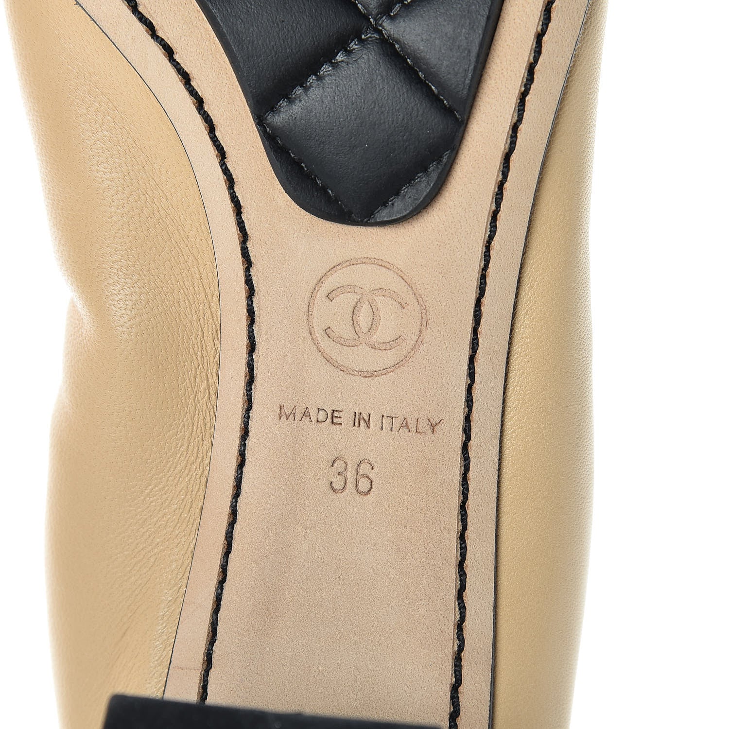 Chanel Lambskin Camellia CC Elastic Stretch Pumps 36 Beige Black 6 of 10