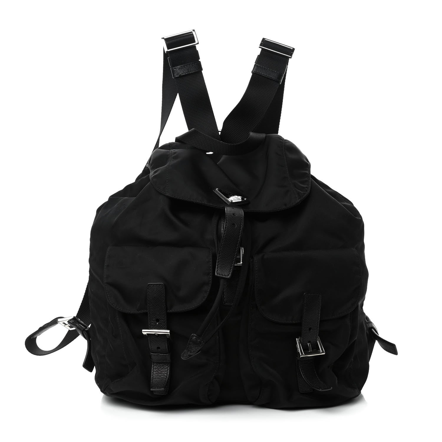 Prada Tessuto Nylon Saffiano Medium Backpack Black 1 of 9