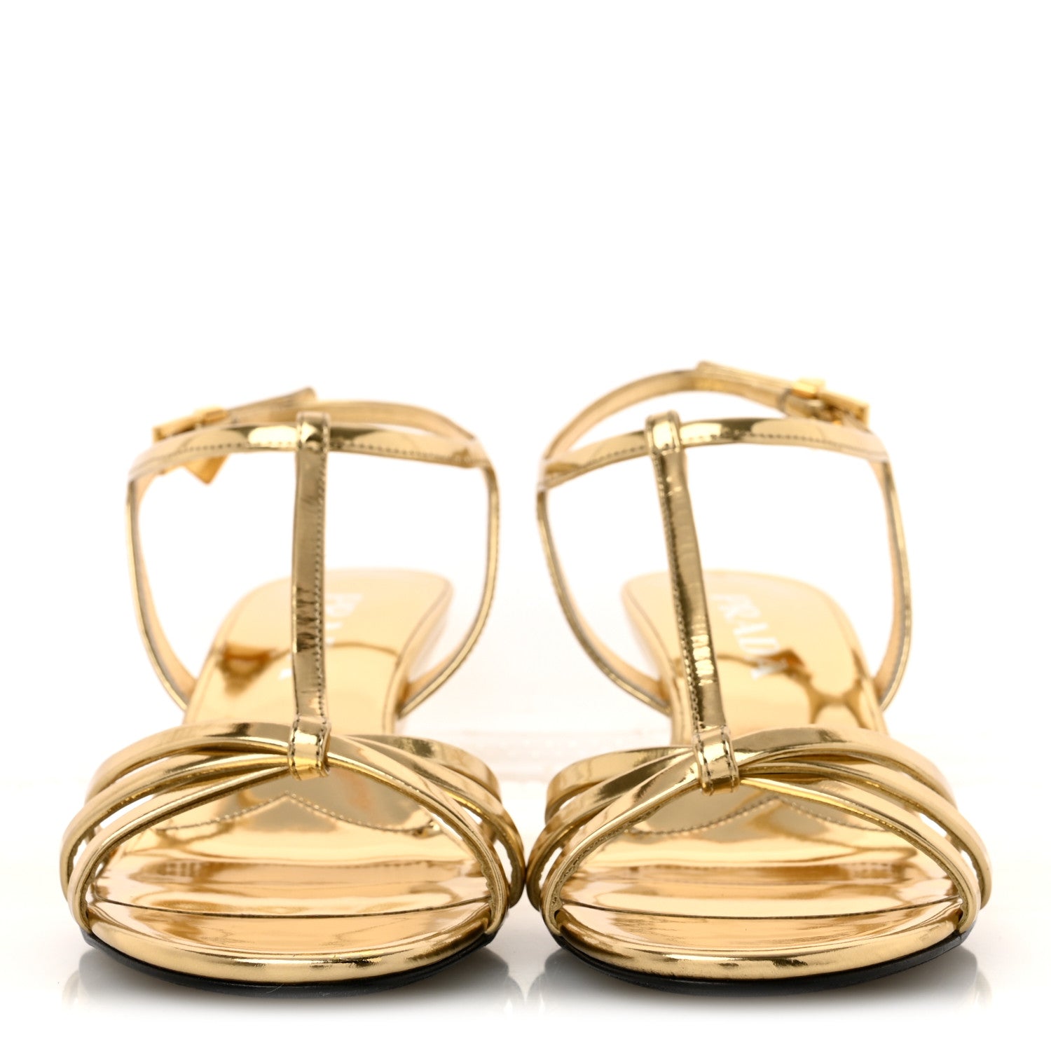 Prada Metallic Patent Strap Wedge Sandals 35 Platino 3 of 10