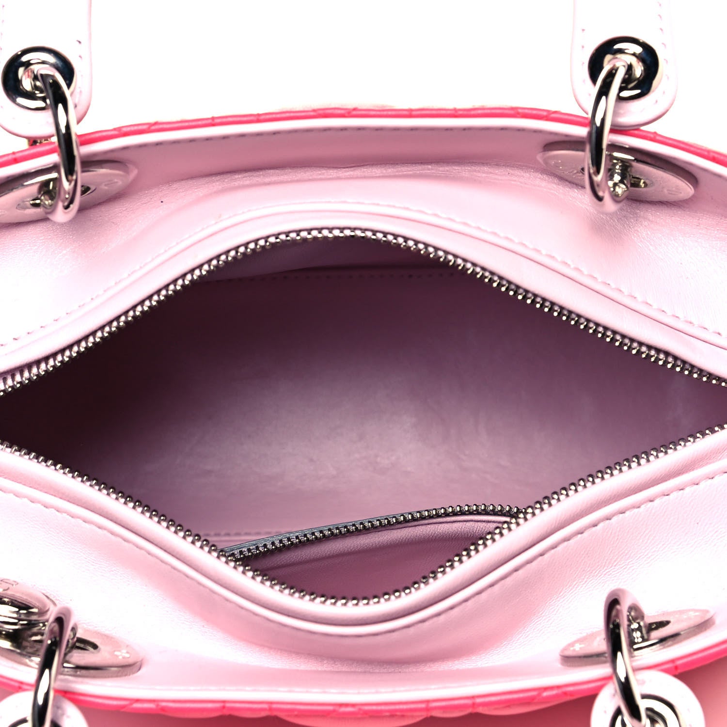 Christian Dior Lambskin Cannage Medium Tri-Color Lady Dior Fuchsia 4 of 13