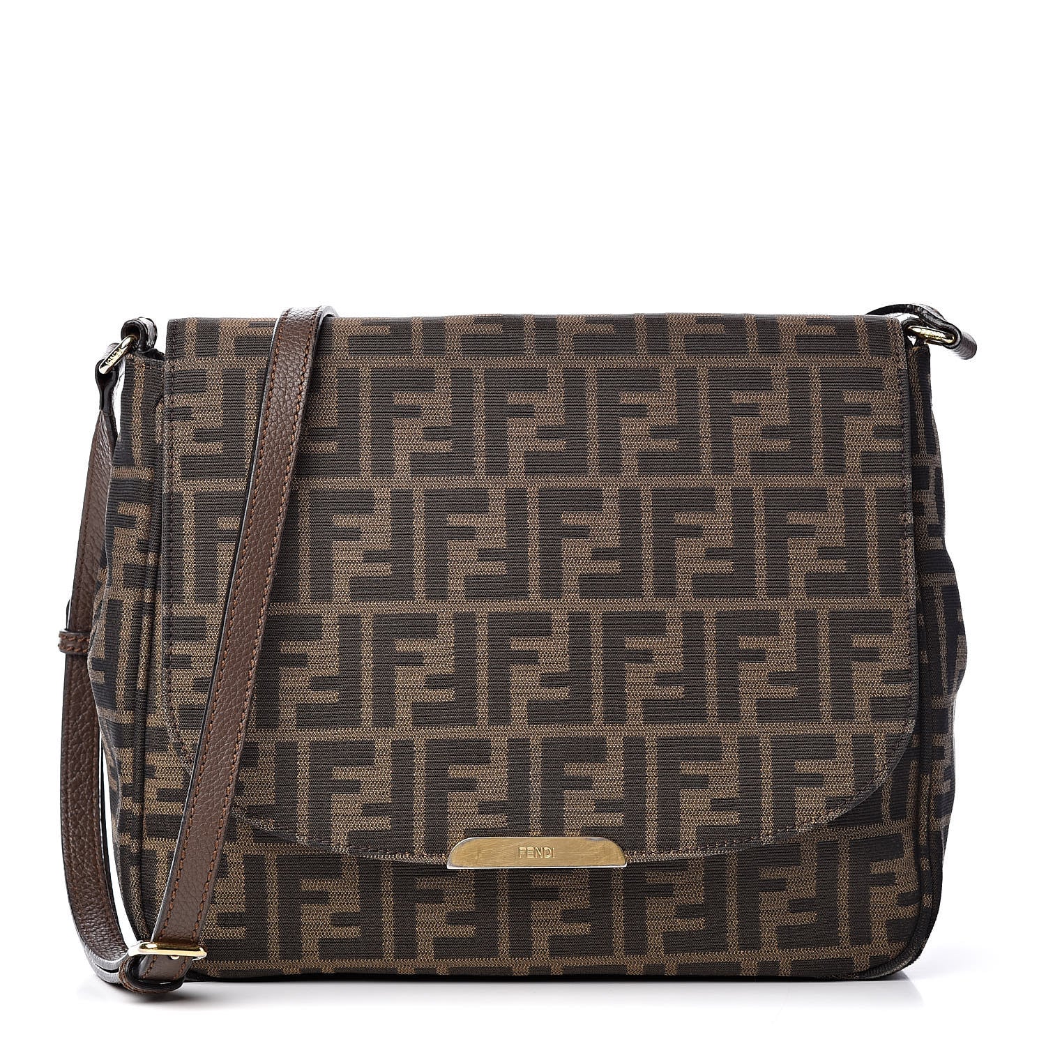 Fendi Zucca Vitello Artic Messenger Bag Tobacco Castagna 1 of 18