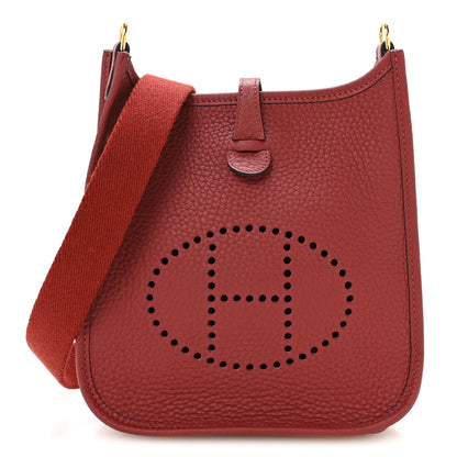 Hermes Taurillon Clemence Evelyne TPM Rouge H 1 of 11