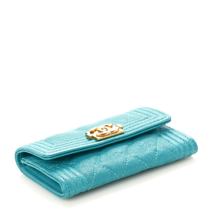 Chanel Caviar Quilted Boy Flap Card Holder Turquoise 4 of 8