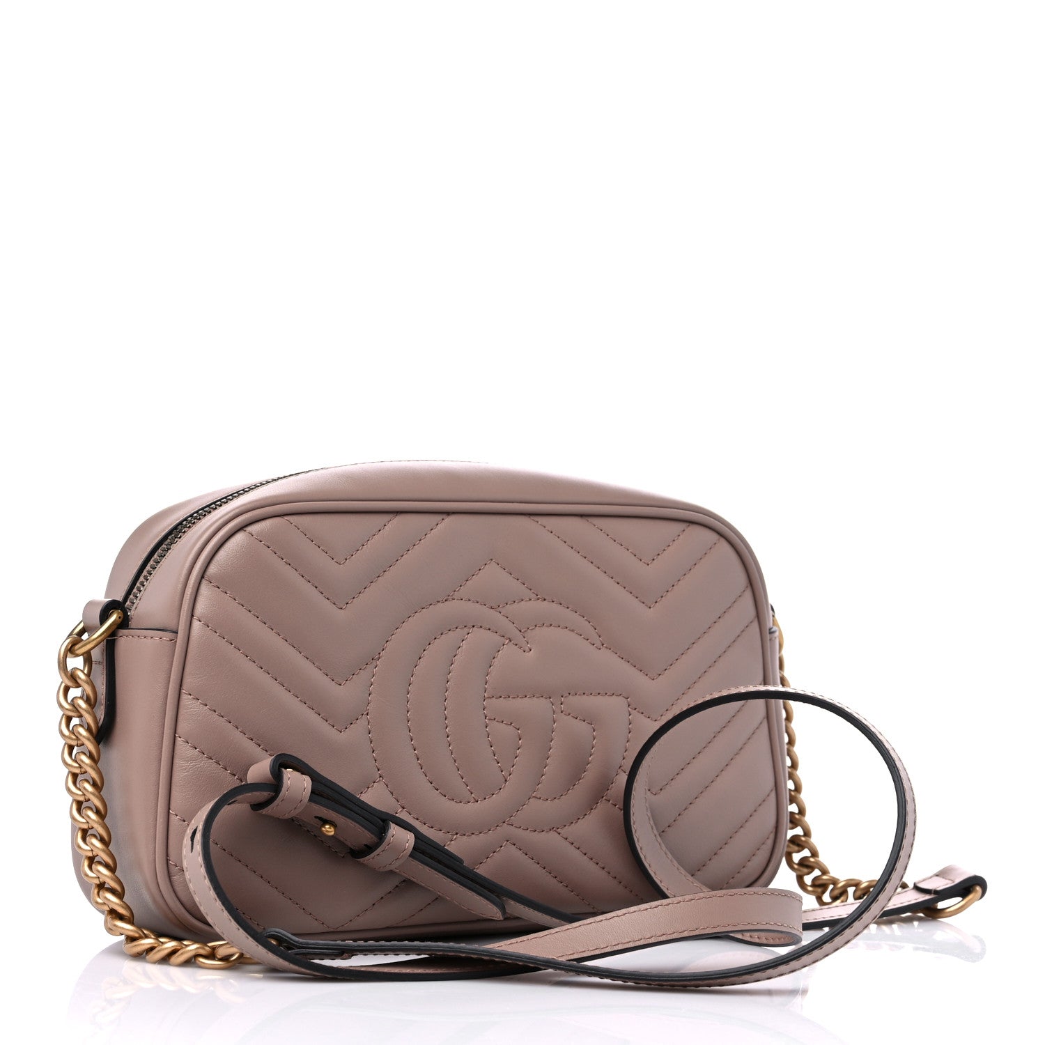 Gucci Calfskin Matelasse Small GG Marmont Chain Shoulder Bag Porcelain Rose 3 of 9