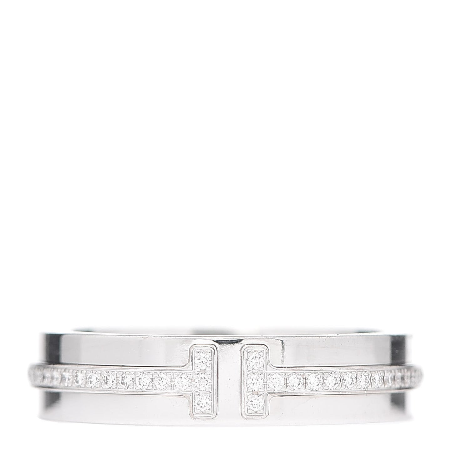 18K White Gold Diamond T Two Narrow Ring 50 5.5