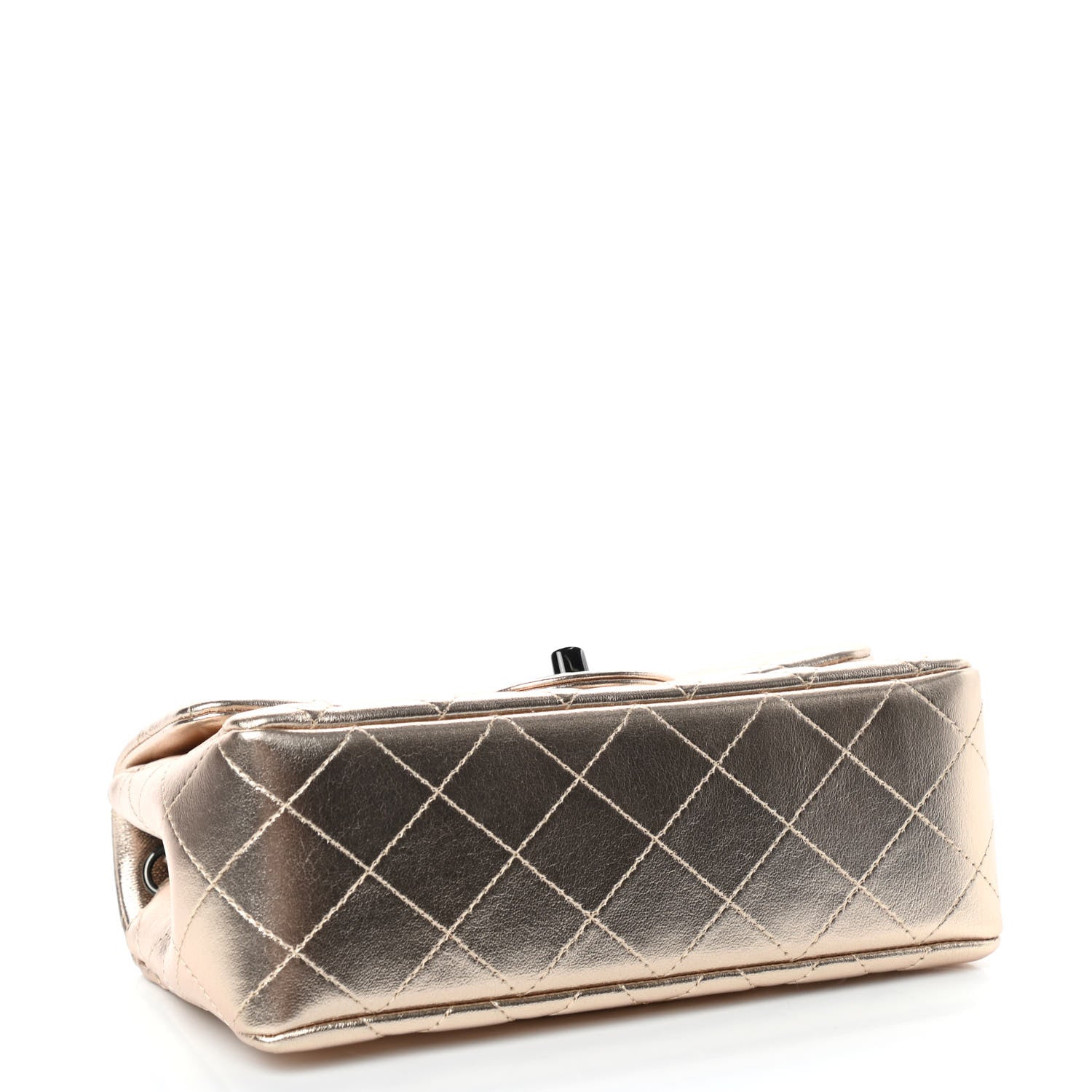 Chanel Metallic Lambskin Quilted Mini Rectangular Flap Gold Black 4 of 11