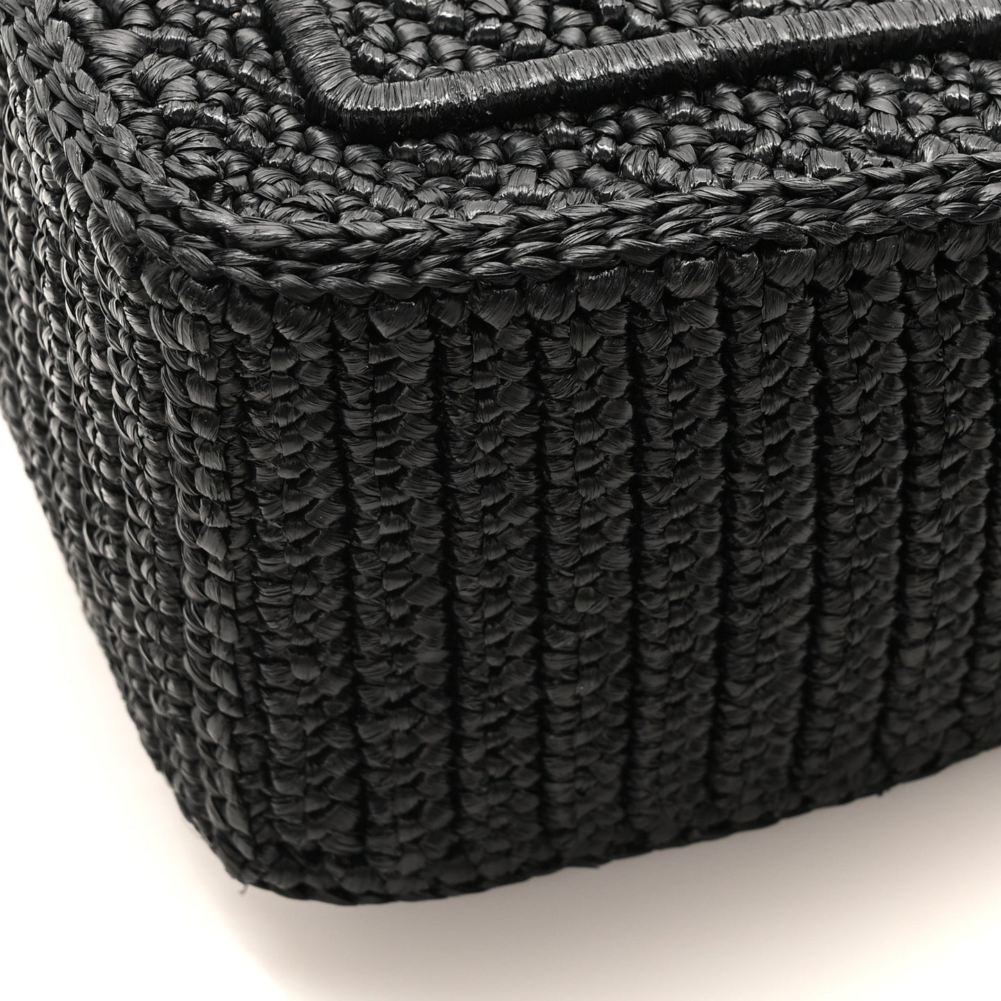 Yarn Raffia Effect Crochet Triangle Shoulder Bag Black