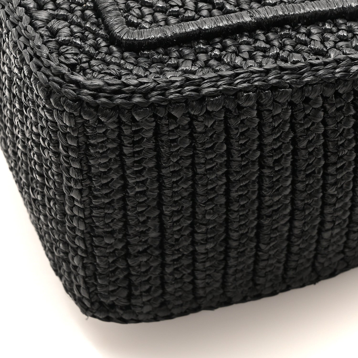 Prada Yarn Raffia Effect Crochet Triangle Shoulder Bag Black 9 of 9