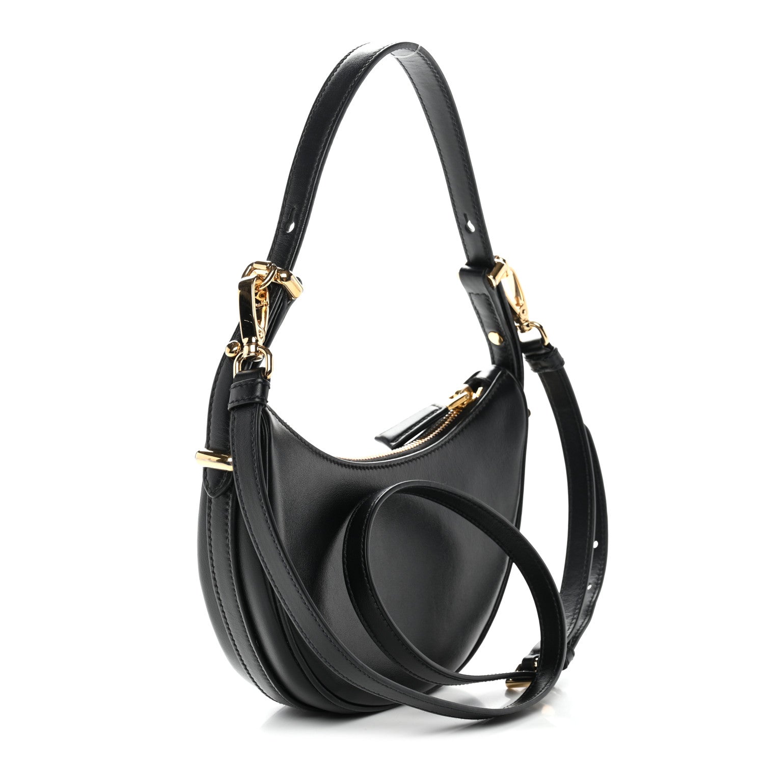 Prada Soft Calfskin Arque Shoulder Bag Black 3 of 11