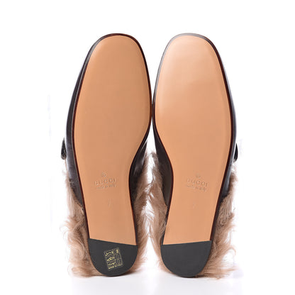 Gucci Goatskin Fur Web GG Mens Princetown Slippers 7 Cocoa 5 of 7