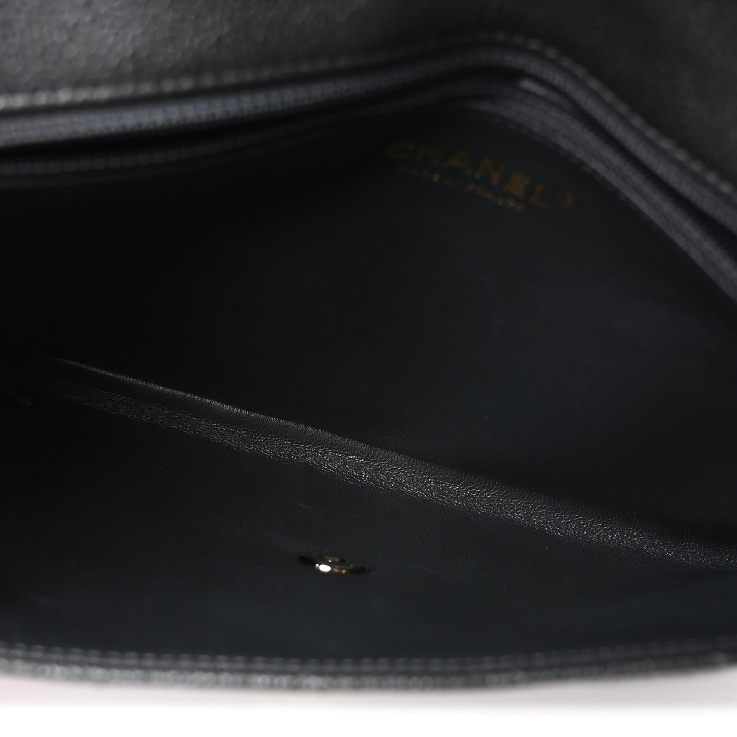 Caviar Quilted Flap Clutch Dark Grey